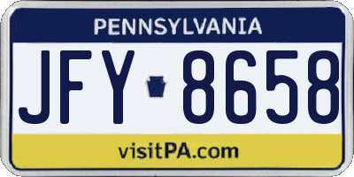 PA license plate JFY8658