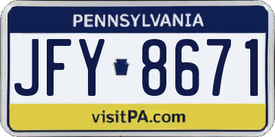 PA license plate JFY8671