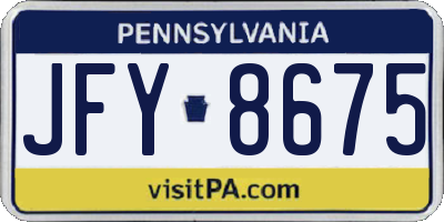 PA license plate JFY8675