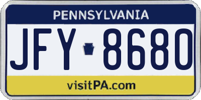 PA license plate JFY8680