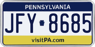 PA license plate JFY8685