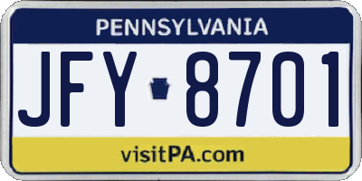 PA license plate JFY8701