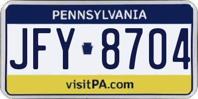 PA license plate JFY8704