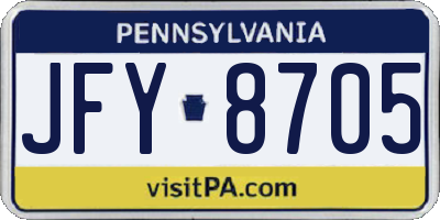 PA license plate JFY8705