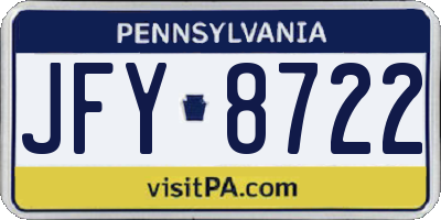 PA license plate JFY8722