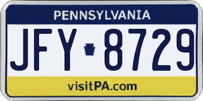 PA license plate JFY8729