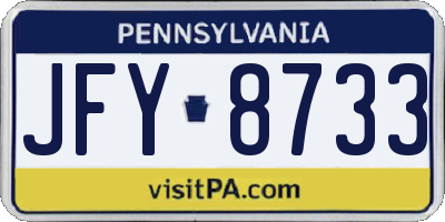 PA license plate JFY8733