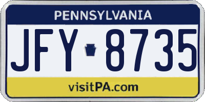 PA license plate JFY8735