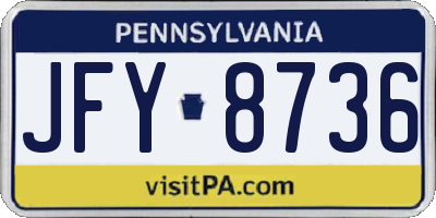 PA license plate JFY8736