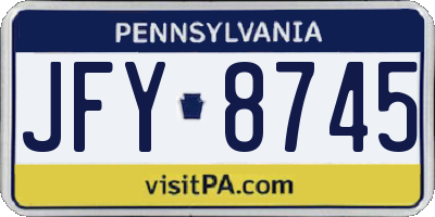 PA license plate JFY8745