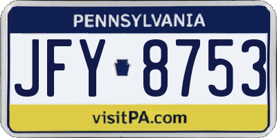 PA license plate JFY8753