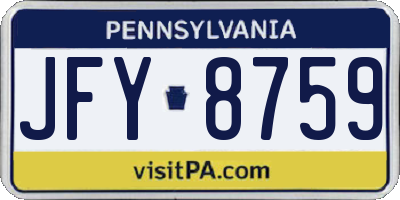 PA license plate JFY8759