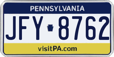 PA license plate JFY8762