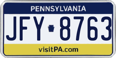 PA license plate JFY8763