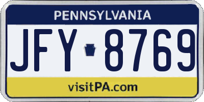 PA license plate JFY8769