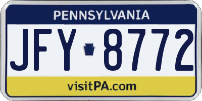 PA license plate JFY8772