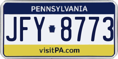 PA license plate JFY8773