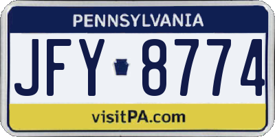 PA license plate JFY8774