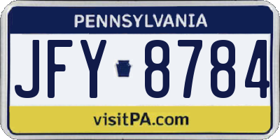 PA license plate JFY8784