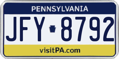 PA license plate JFY8792