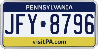 PA license plate JFY8796