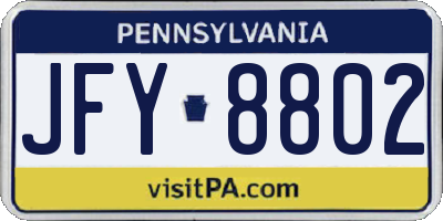 PA license plate JFY8802