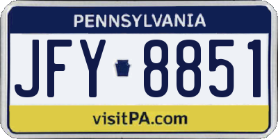 PA license plate JFY8851