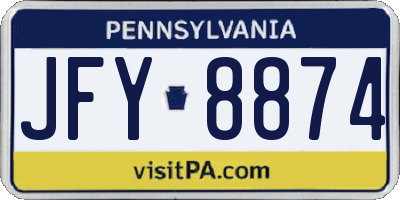 PA license plate JFY8874