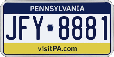 PA license plate JFY8881