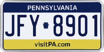 PA license plate JFY8901