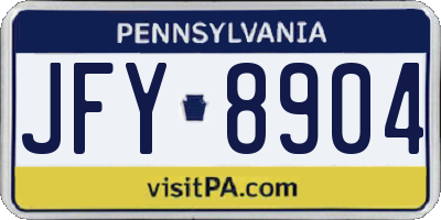 PA license plate JFY8904