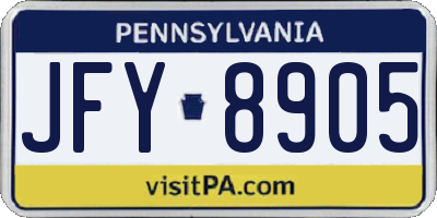 PA license plate JFY8905
