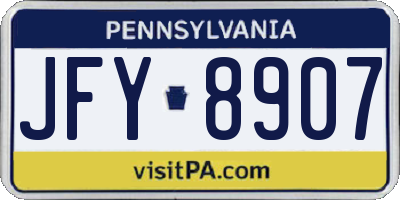 PA license plate JFY8907