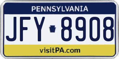PA license plate JFY8908