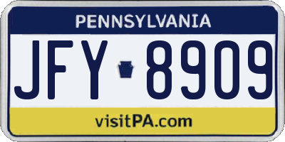 PA license plate JFY8909