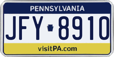 PA license plate JFY8910