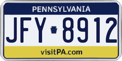 PA license plate JFY8912