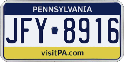 PA license plate JFY8916