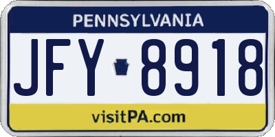 PA license plate JFY8918