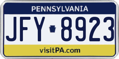 PA license plate JFY8923