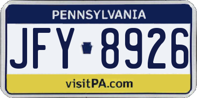 PA license plate JFY8926