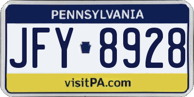 PA license plate JFY8928