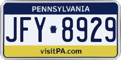 PA license plate JFY8929