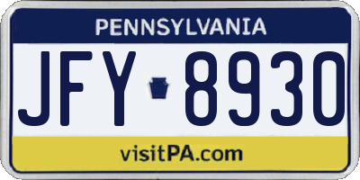PA license plate JFY8930