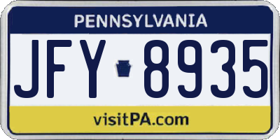 PA license plate JFY8935