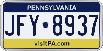 PA license plate JFY8937