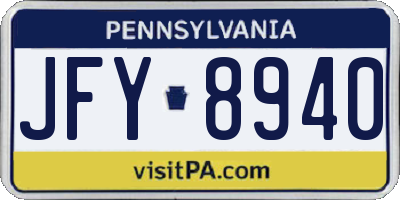 PA license plate JFY8940