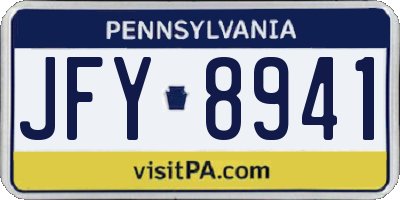 PA license plate JFY8941