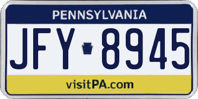 PA license plate JFY8945