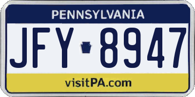 PA license plate JFY8947